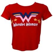 DC Wonder Woman Glitter Star Girl\u0026apos;s Red T-Shirt-Medium (9-10)